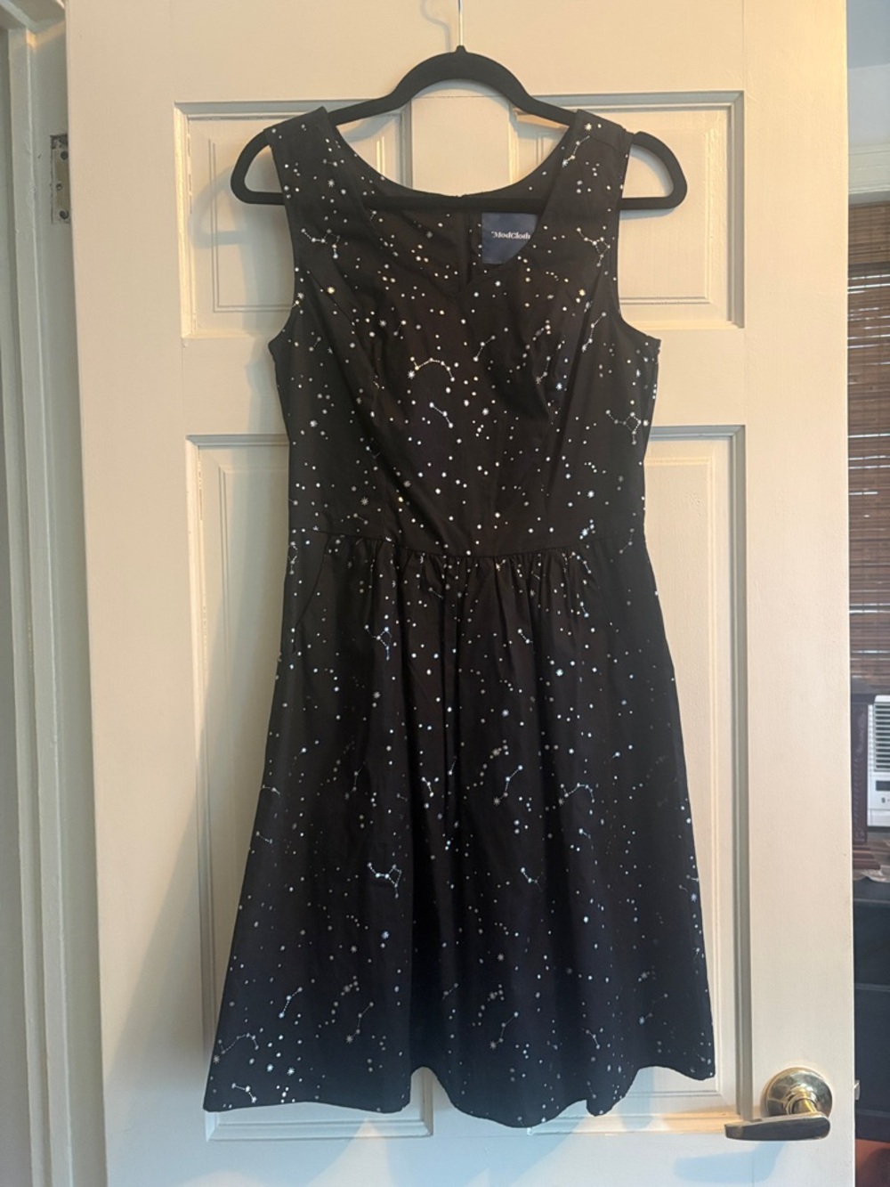 ModCloth Black Star Constellation Fit-and-Flare Midi Dress